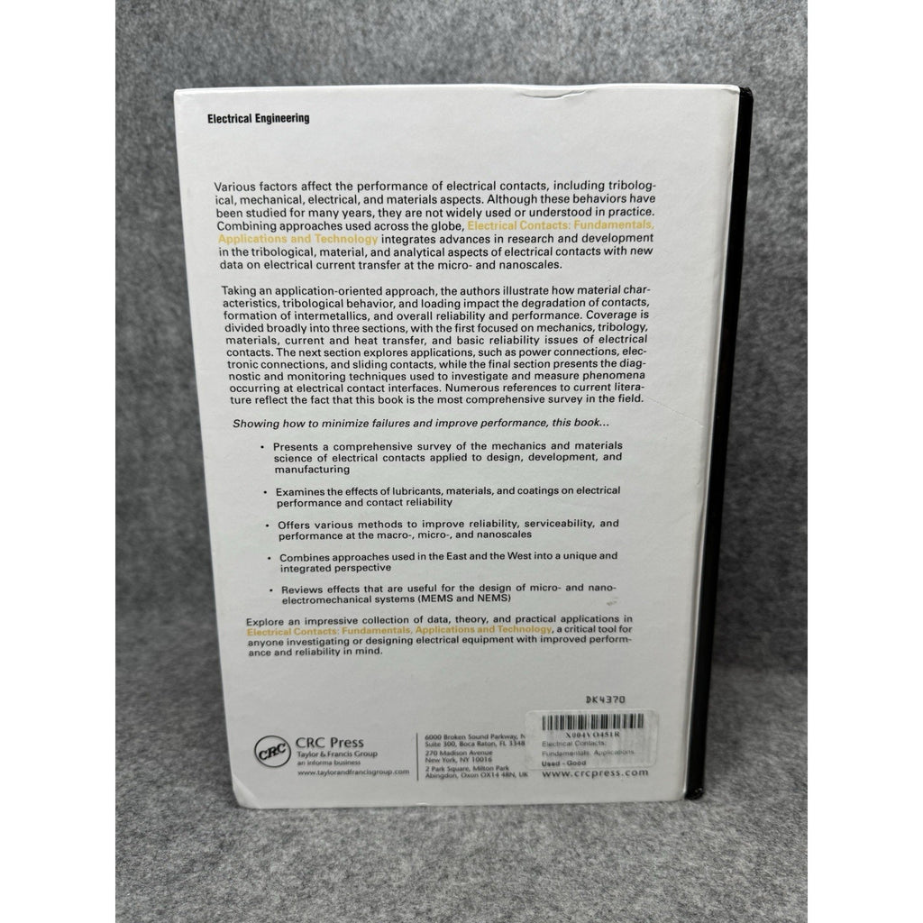 2007 Electrical Contacts Fundamentals Applications Technology 1st Ed CRC Press