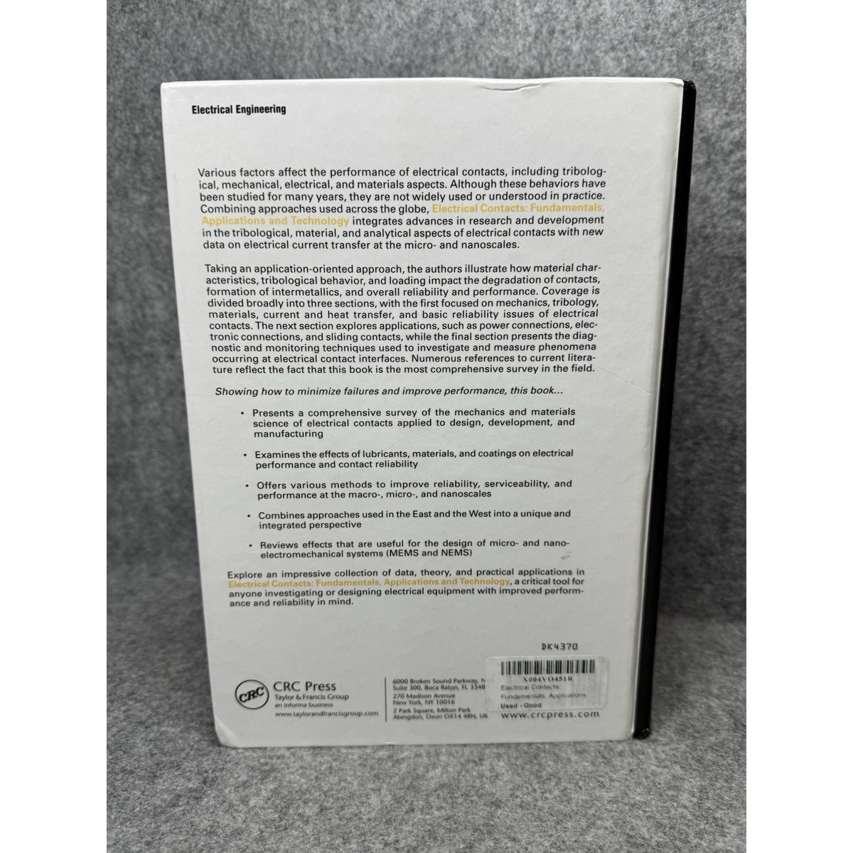 2007 Electrical Contacts Fundamentals Applications Technology 1st Ed CRC Press