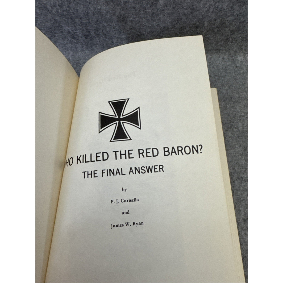 Who Killed The Red Baron Carisella, Ryan Hardcover Dust Jacket 1st Edition 1969