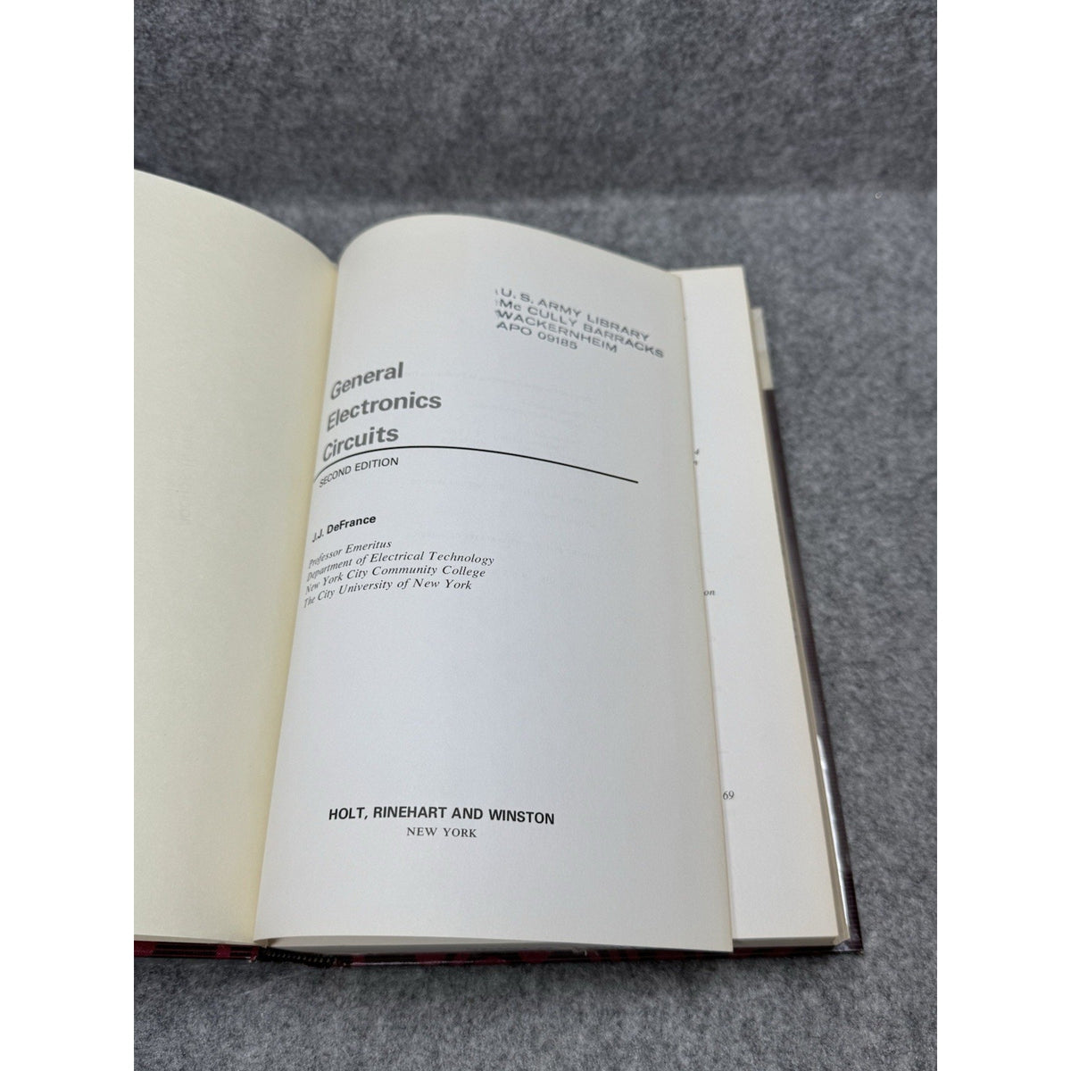 1976 General Electronics Circuits J.J. DeFrance 2nd Ed Vintage Hardcover