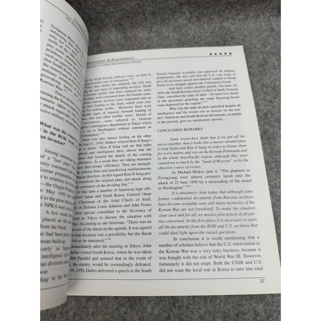 Understanding & Remembering Korean War 50th Anniversary Symposium 1st Ed