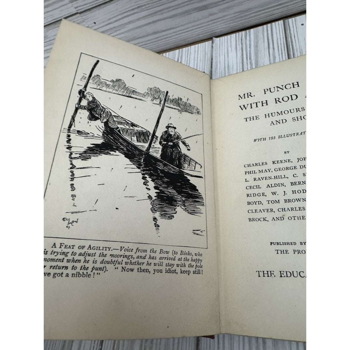 Punch Library of Humour Mr Punch With Rod & Gun HC Illustrated Vintage