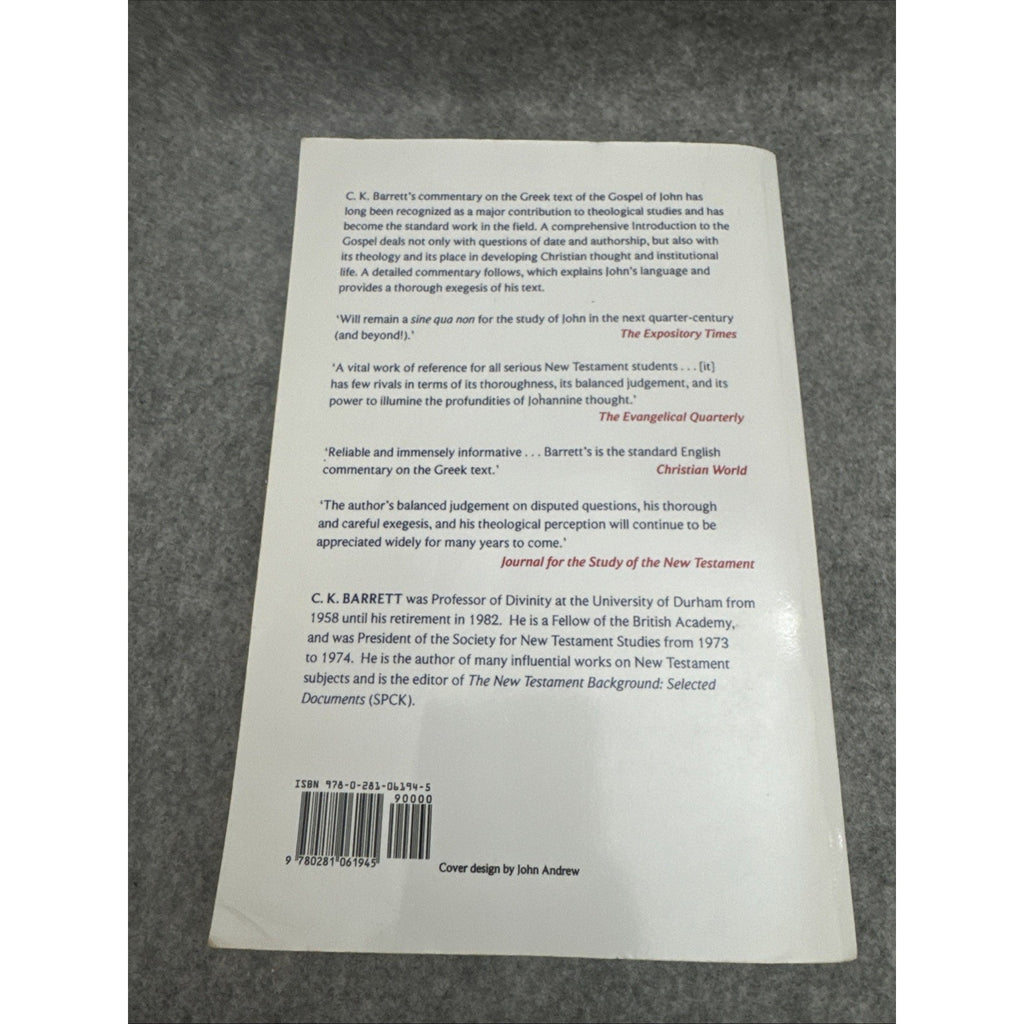 Gospel According to St John, the Paperback by Barrett (2009, Trade Paperback)
