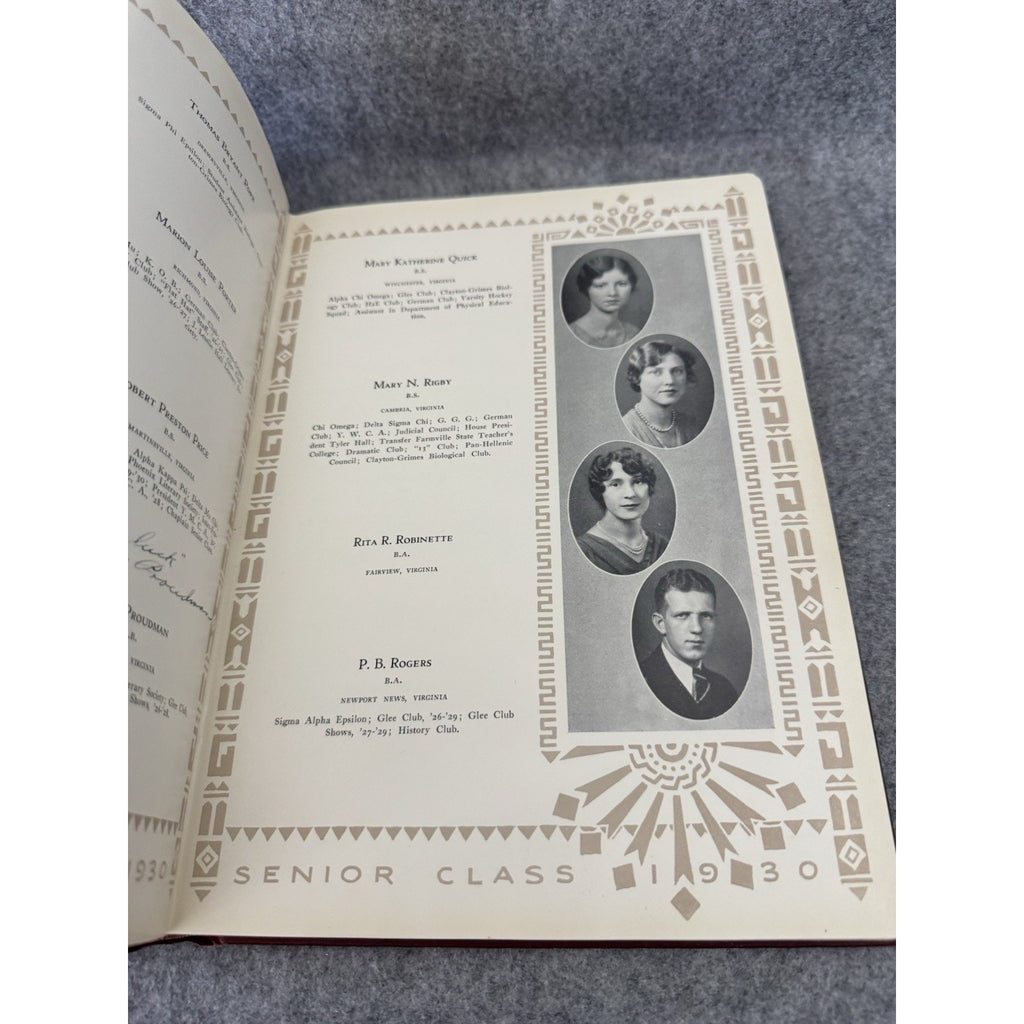 1930 Colonial Echo William & Mary Yearbook Williamsburg VA Hardcover