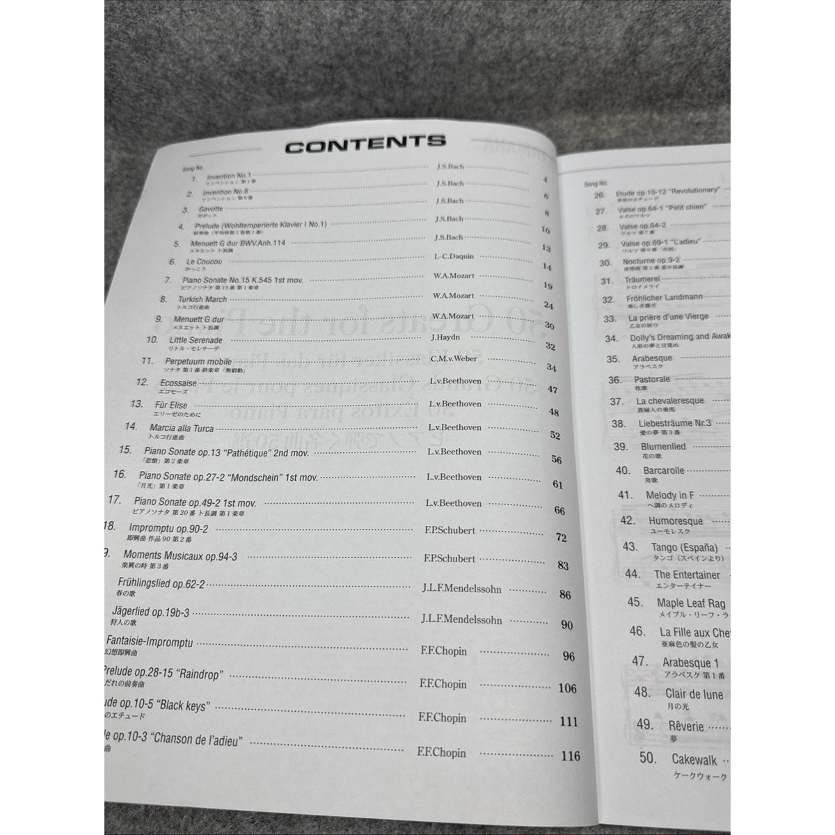 50 Greats for the Piano Yamaha Sheet Music Paperback Book