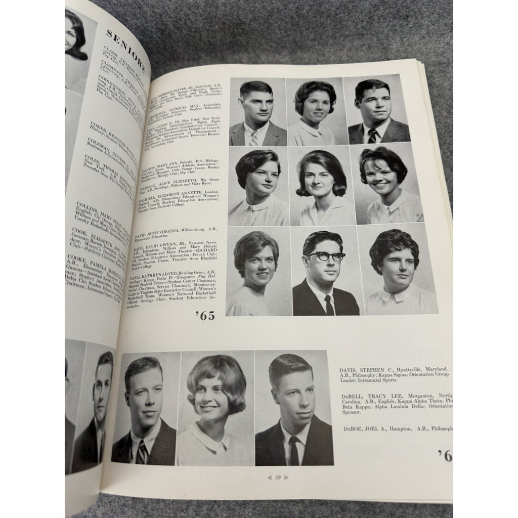 1965 Colonial Echo William & Mary College Yearbook Williamsburg VA HC