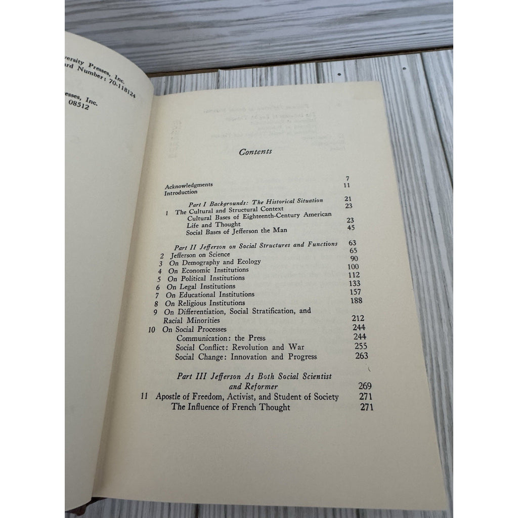 Thomas Jefferson as Social Scientist Benson 1971 HC w/ DJ Fairleigh Dickinson
