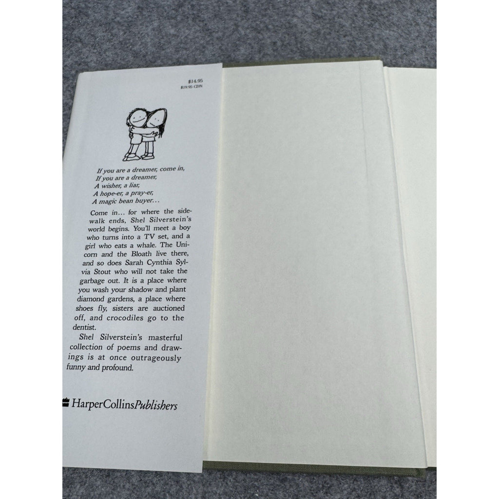 Where the Sidewalk Ends Shel Silverstein Hardcover Dust Jacket 1974 Copyright