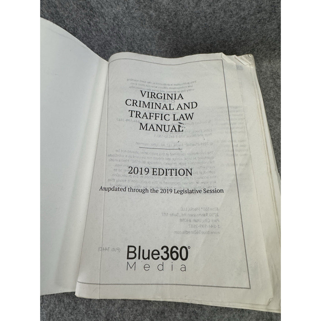 Virginia Criminal & Traffic Law Manual 2019 Blue360 Media Paperback
