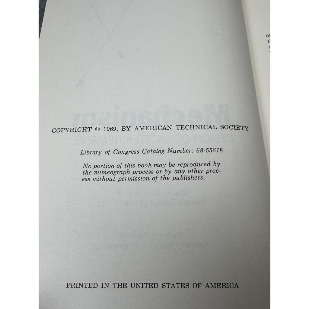 Mechanism Design-Oriented Kinematics Wilson Michels 1969 Engineering HC