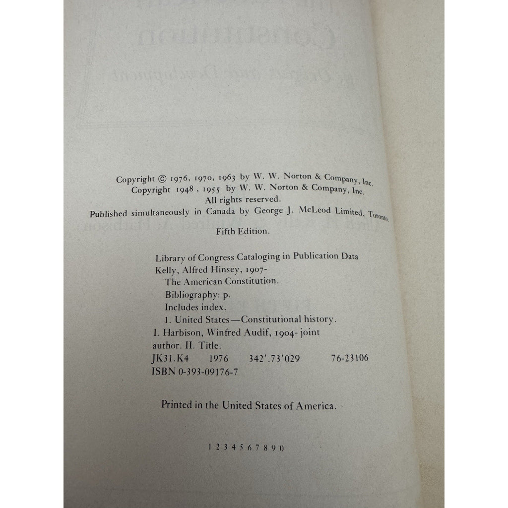 The American Constitution Origins Development 5th Ed 1976 HC Norton