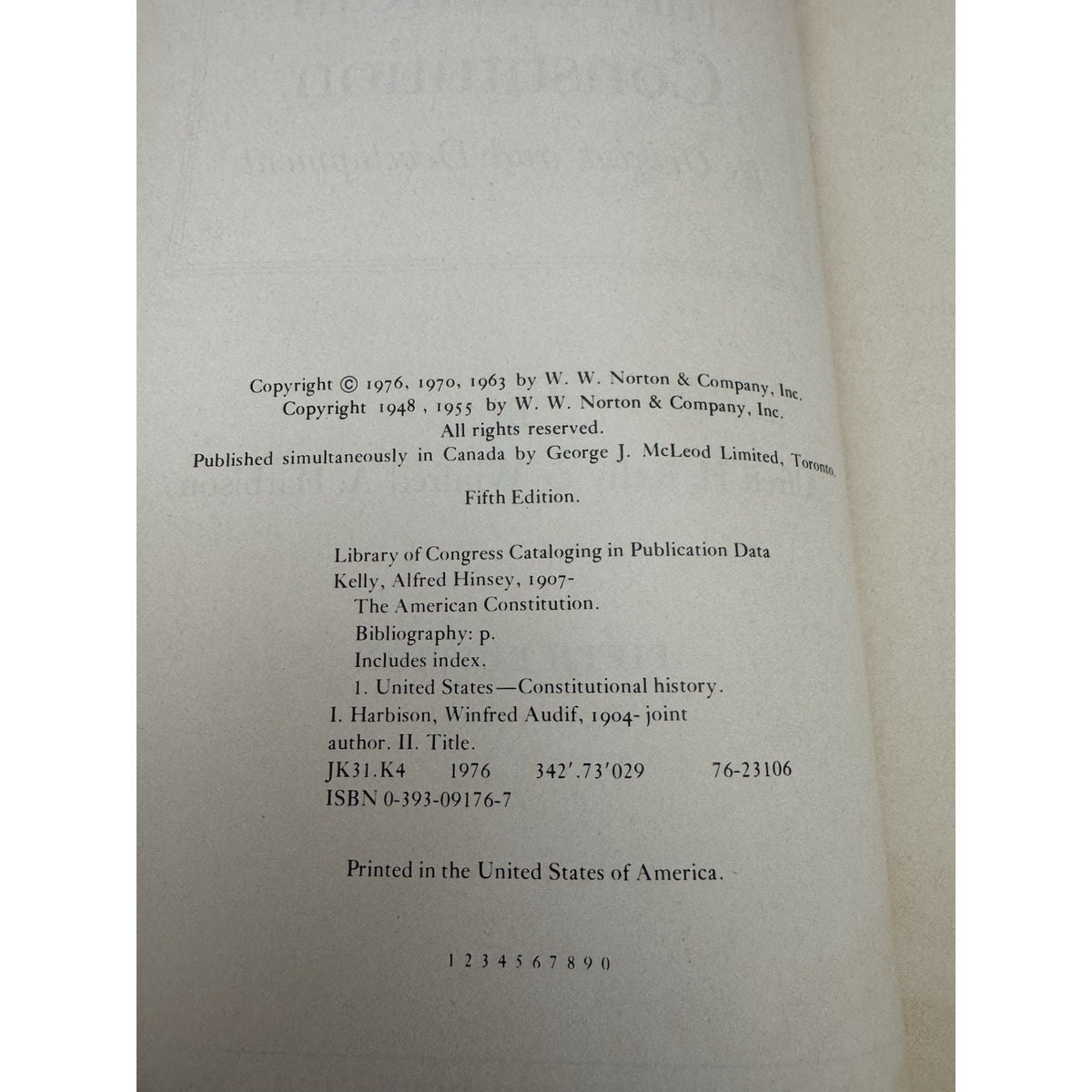 The American Constitution Origins Development 5th Ed 1976 HC Norton