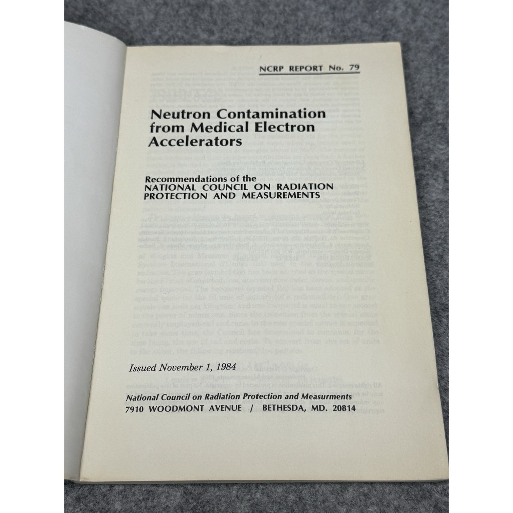1984 Neutron Contamination Medical Electron Accelerators NCRP Report No. 79