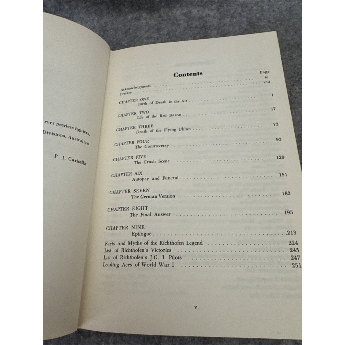 Who Killed The Red Baron Carisella, Ryan Hardcover Dust Jacket 1st Edition 1969
