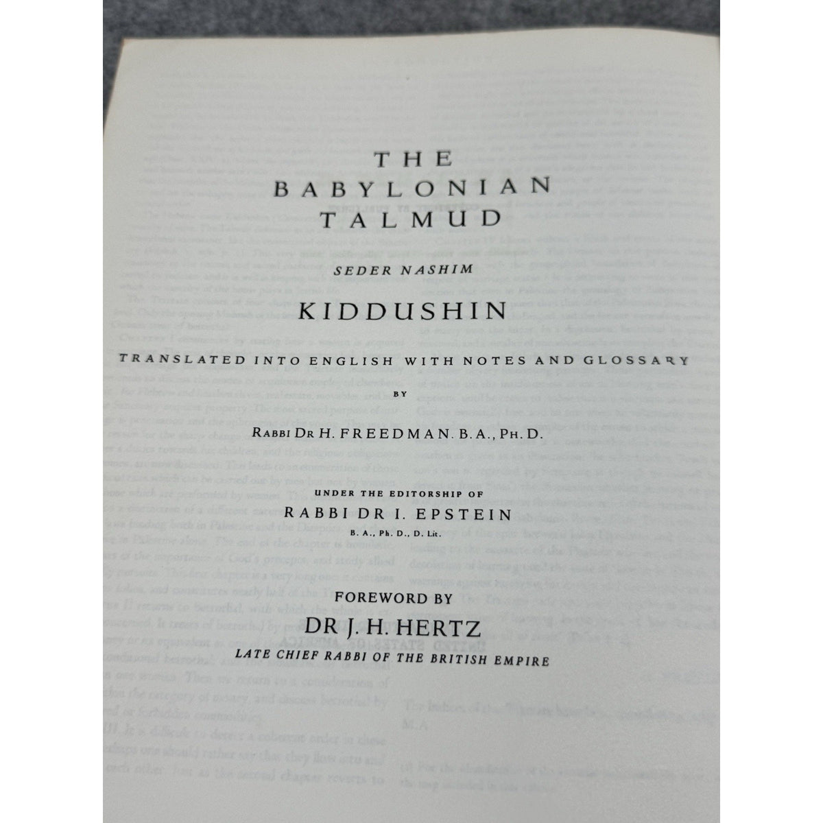 Kiddushin Babylonian Talmud Hebrew English Traditional Press Judaica Hardcover