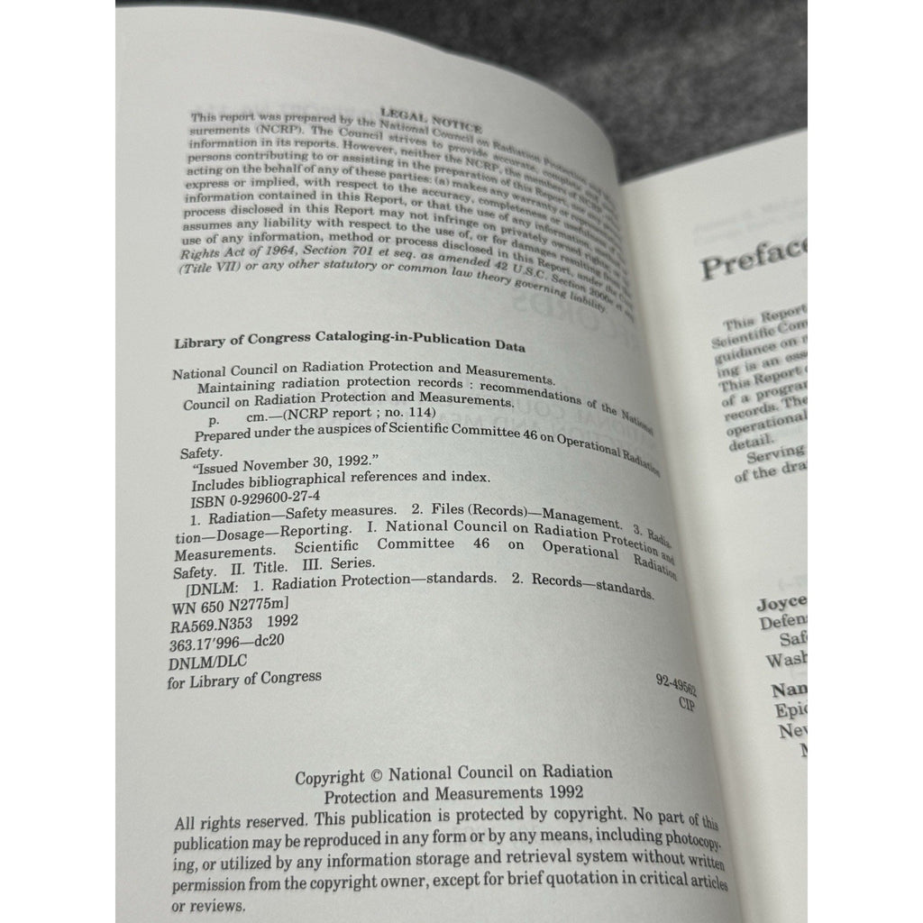 NCRP Report 114 Maintaining Radiation Protection Records Dosimetry Nuclear