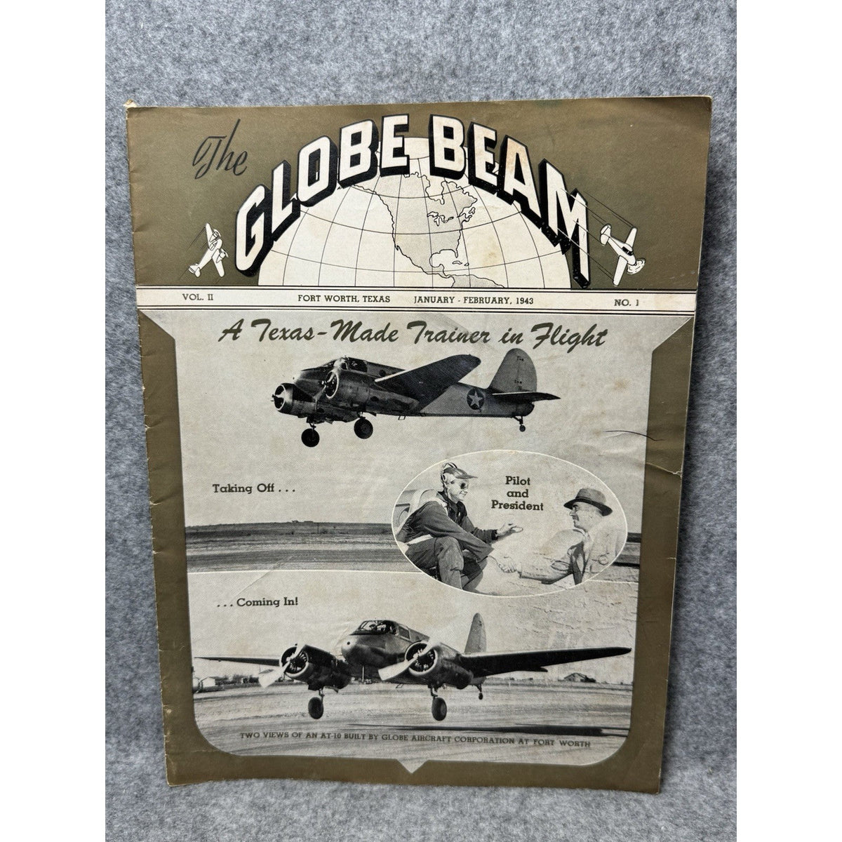 1943 Globe Beam WWII Aircraft Magazine AT-10 Fort Worth Texas Jan Feb.
