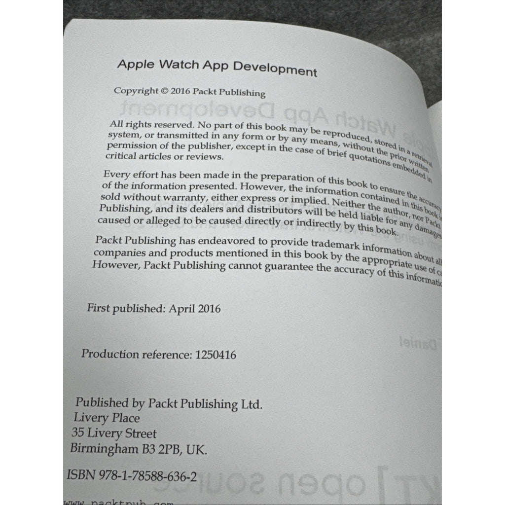 Apple Watch App Development by Steven F. Daniel (2016, Trade Paperback)
