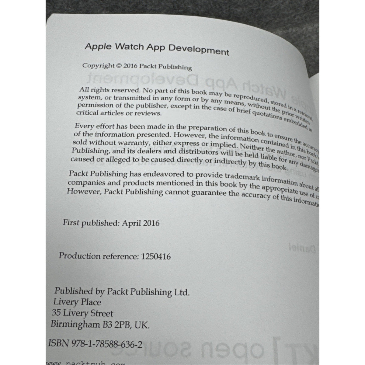 Apple Watch App Development by Steven F. Daniel (2016, Trade Paperback)