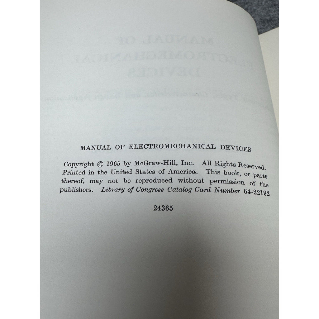 Manual of Electromechanical Devices Douglas C Greenwood 1965 Engineering