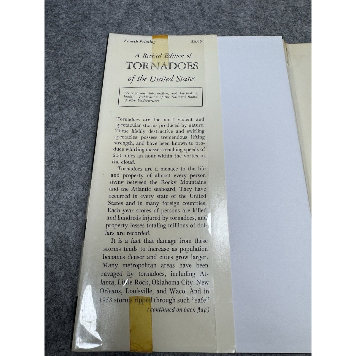 Tornadoes of the United States Snowden D Flora 1973 HC DJ Weather History