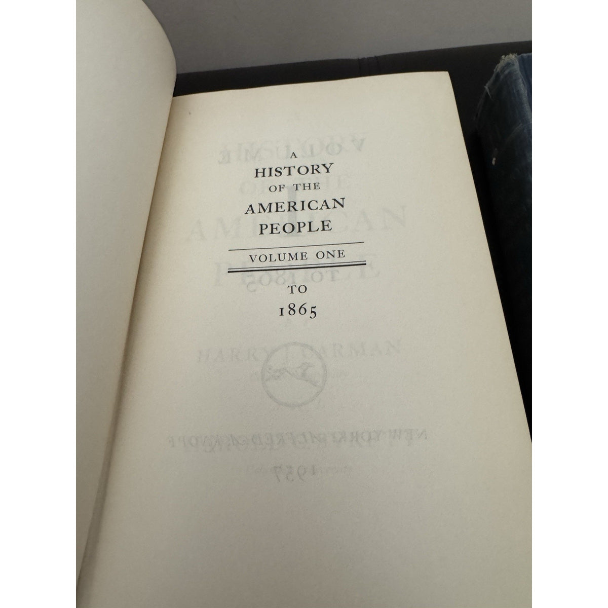 A History of the American People Vol I–II 1957 Carman Syrett Knopf HC