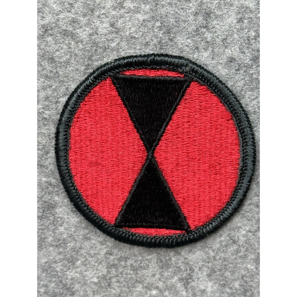 US Army 7th Infantry Division Hourglass Patch Red Black Embroidered 2.5”