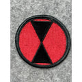 US Army 7th Infantry Division Hourglass Patch Red Black Embroidered 2.5”