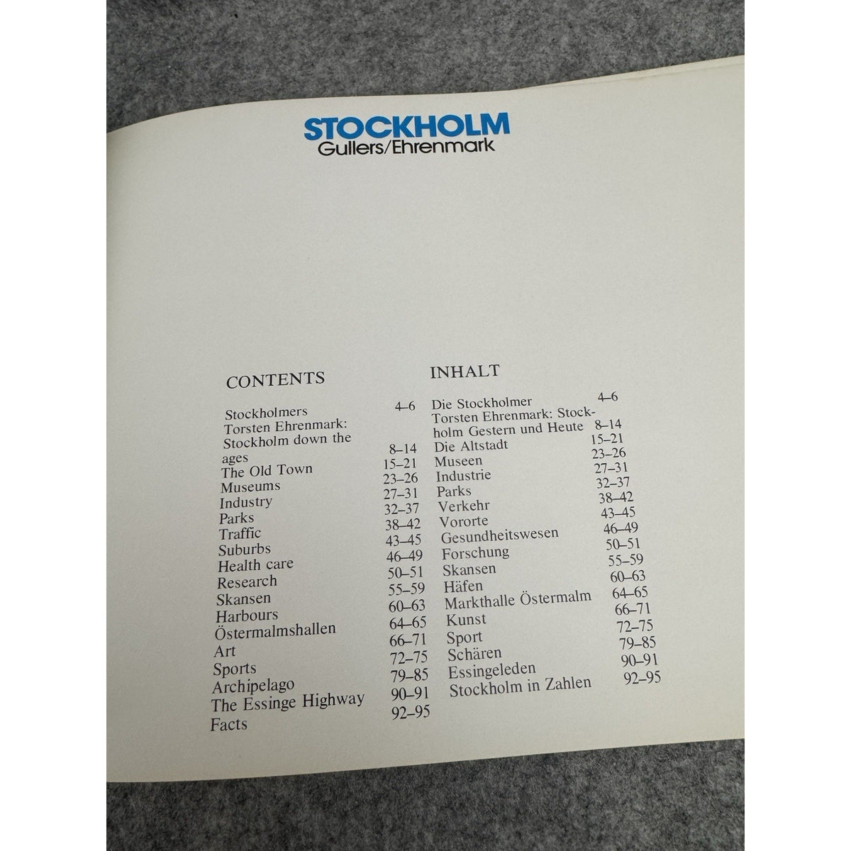 Stockholm Gullers/Ehrenmark Hardcover Photo Book Sweden Travel Architecture