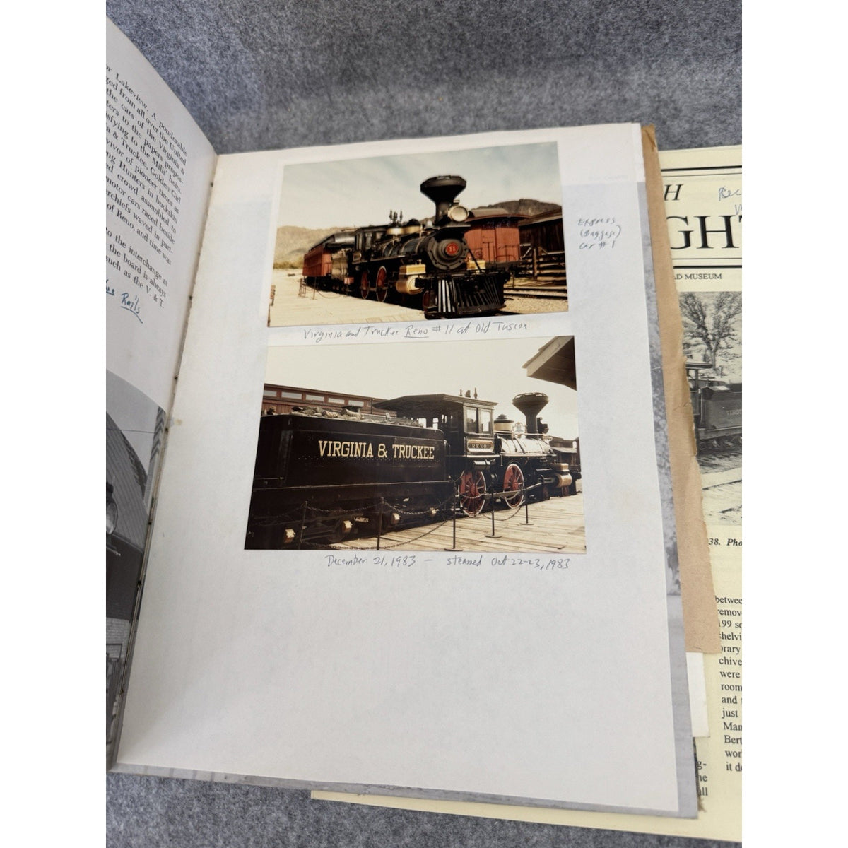 1957 Steamcars to the Comstock Beebe Clegg Virginia Truckee RR HC + Ephemera