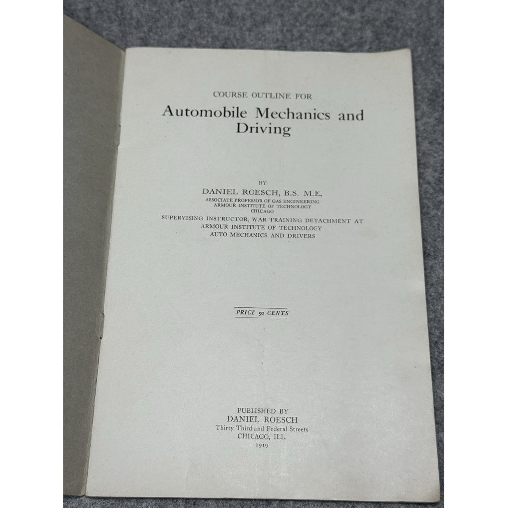 Rare 1919 WWI-Era U.S. War Dept Automobile Mechanics Driving Manual Roesch