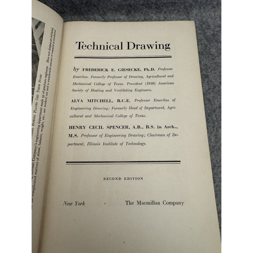 Title: Technical Drawing 1942 5th Printing Macmillan HC Engineering Drafting
