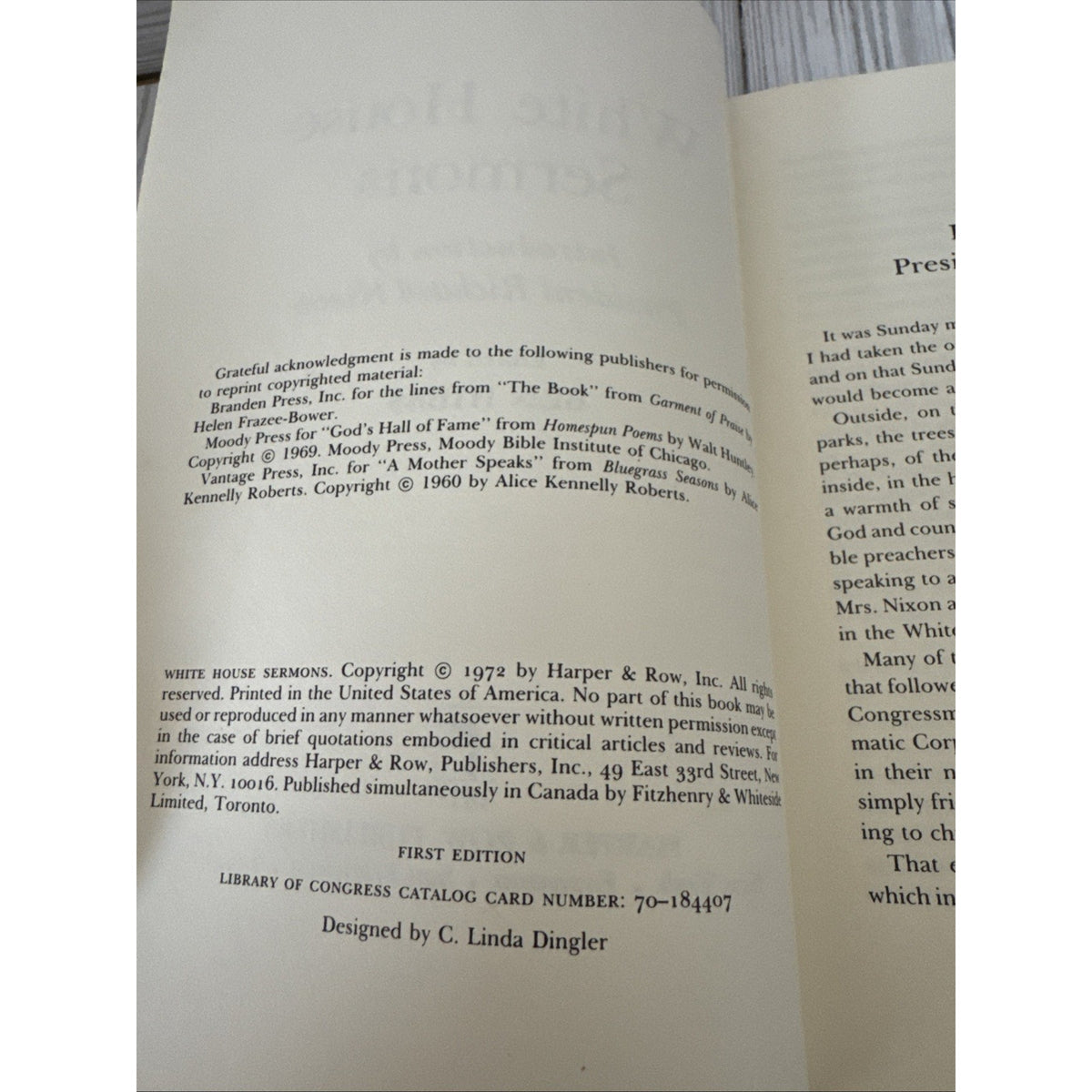 White House Sermons, Hibbs, Intro by Richard Nixon, 1st Edition, 1972