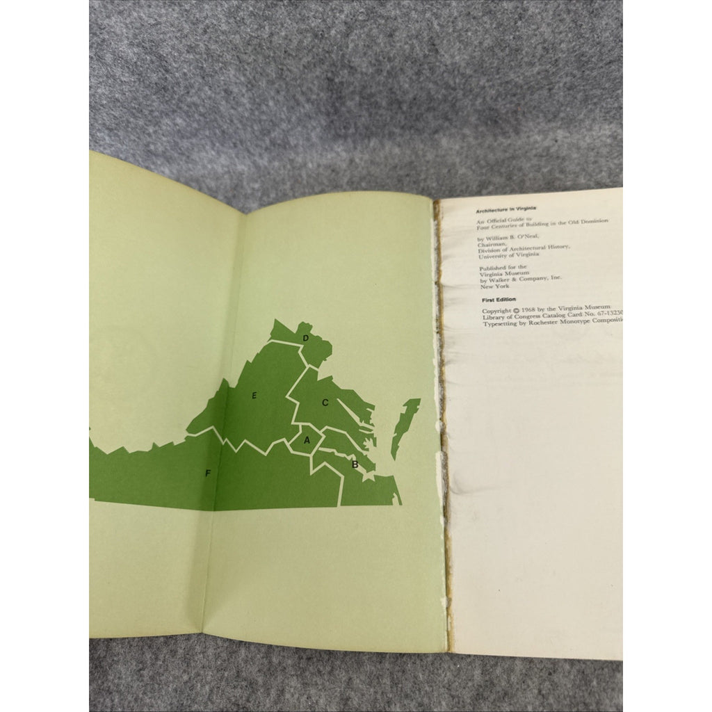Architecture in Virginia by William B. O'Neal 1968 First Edition Paperback