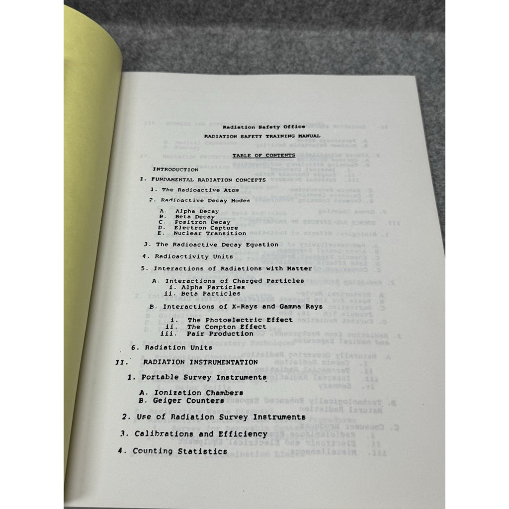 Vintage c1992 Radiation Safety Training Manual Nuclear Lab Health Physics