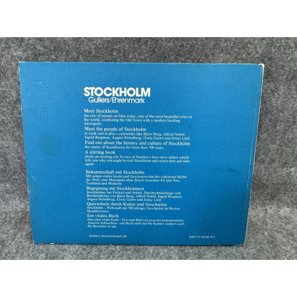 Stockholm Gullers/Ehrenmark Hardcover Photo Book Sweden Travel Architecture