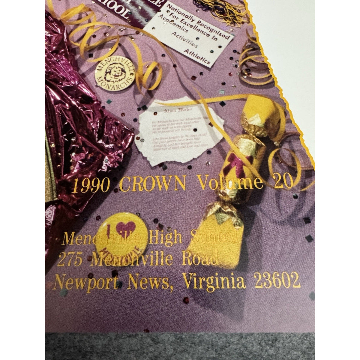 1990 Menchville High School Yearbook Crown Newport News VA Virginia HC