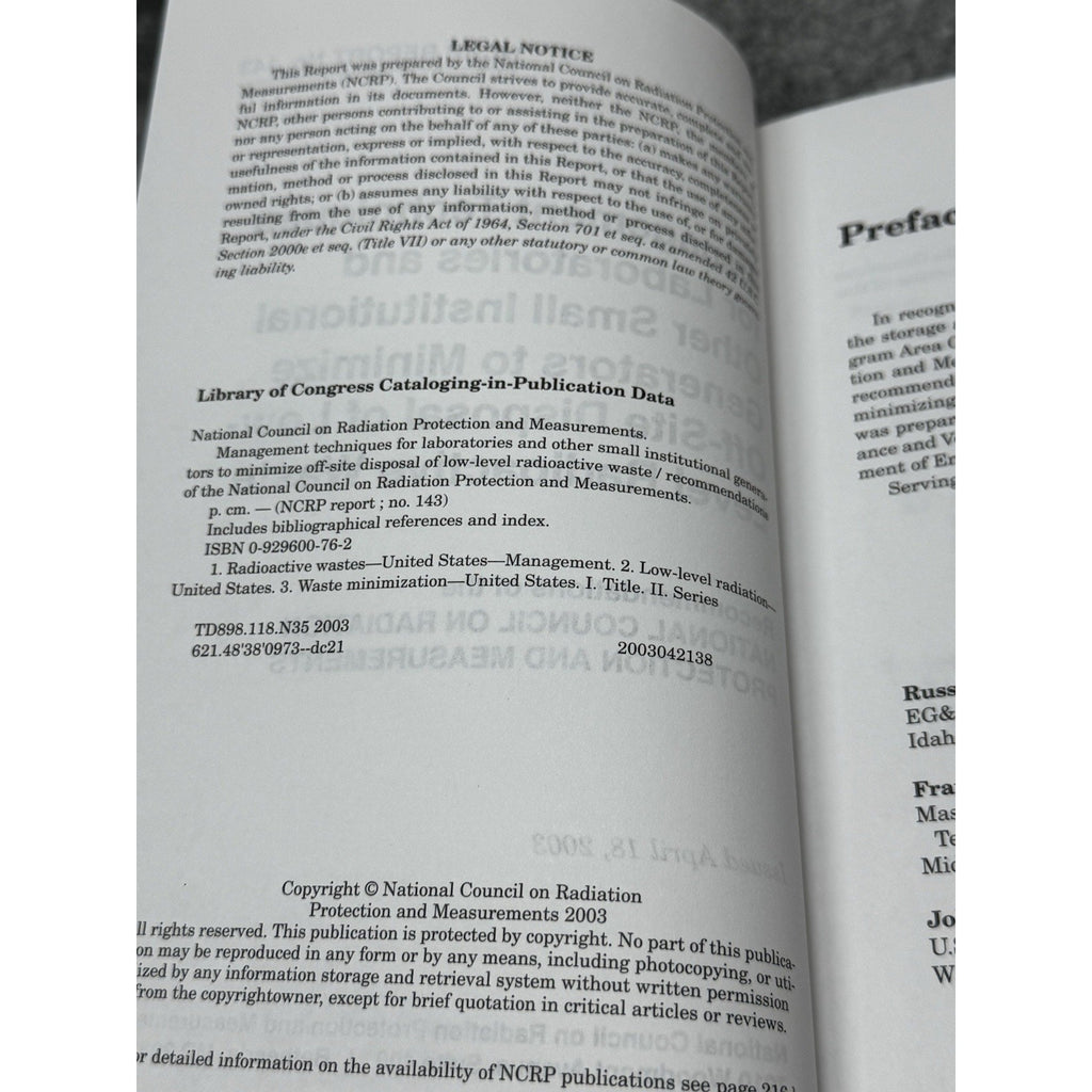 NCRP Report 143 Low-Level Radioactive Waste Management 2003 Scarce