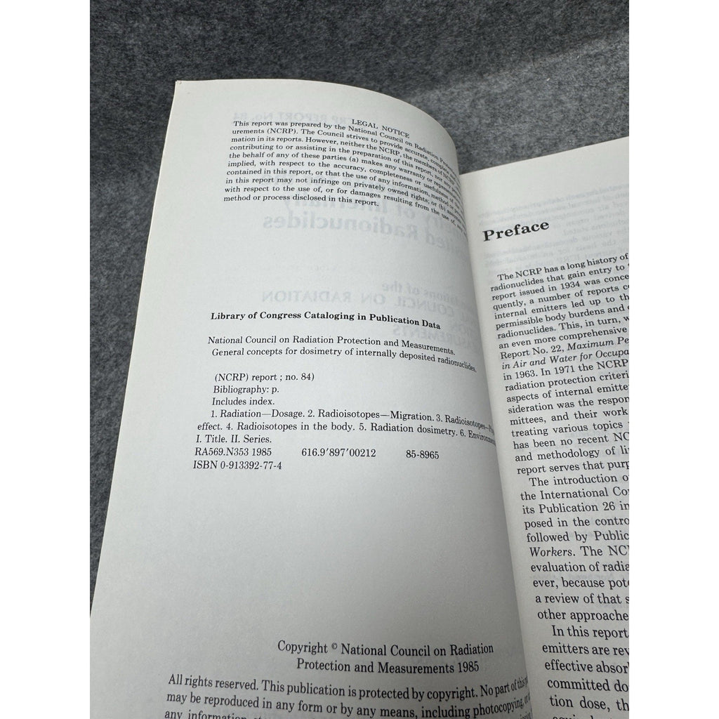 NCRP Report 84 Dosimetry of Internally Deposited Radionuclides Radiation 1985