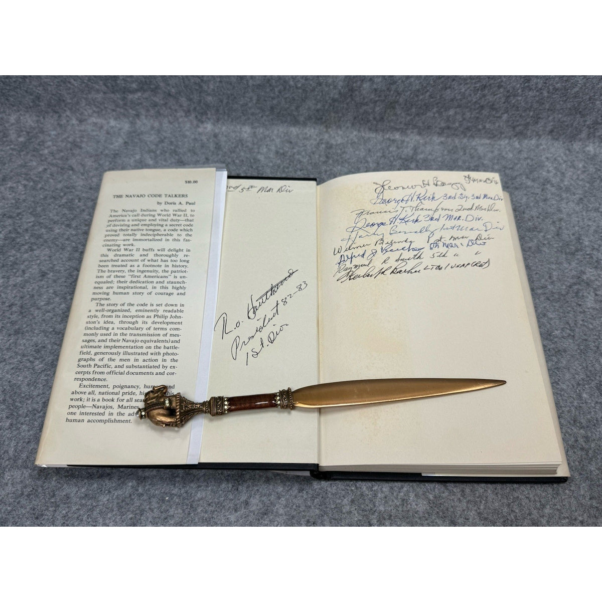 The Navajo Code Talkers Signed by 10 WWII Marines 11 Signatures HC DJ