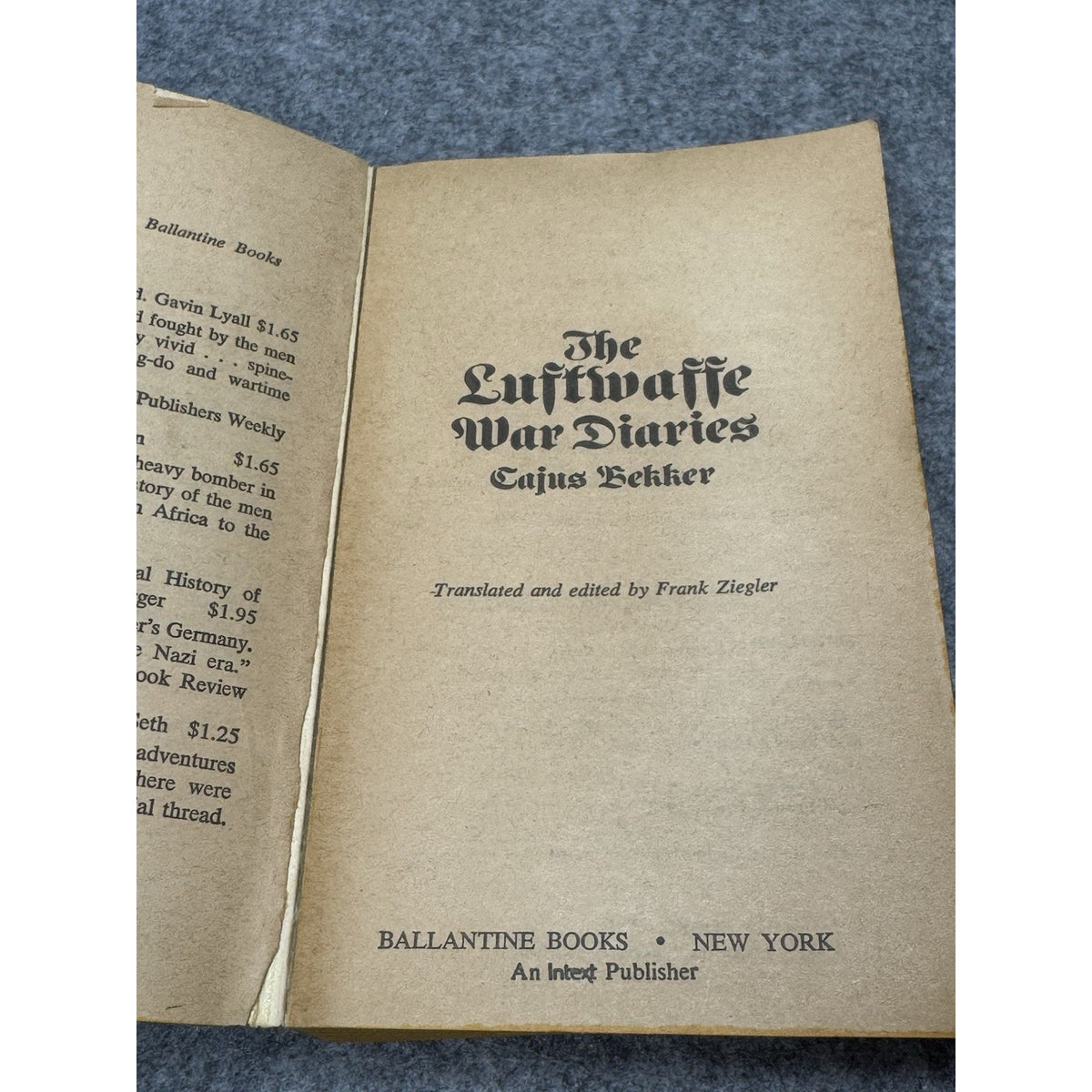 The Luftwaffe War Diaries Cajus Bekker 1972 WWII German Air Force Paperback
