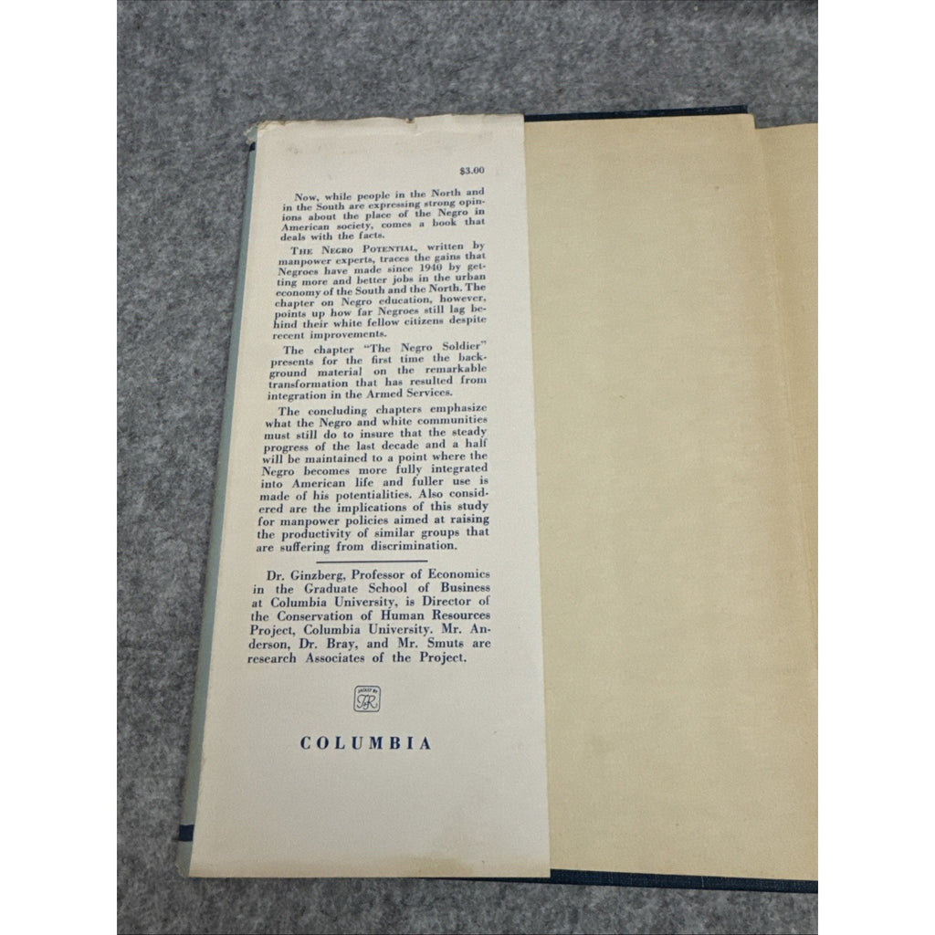 The Negro Potential 1956 Eli GINZBERG 1st Edition First Printing HC/DJ