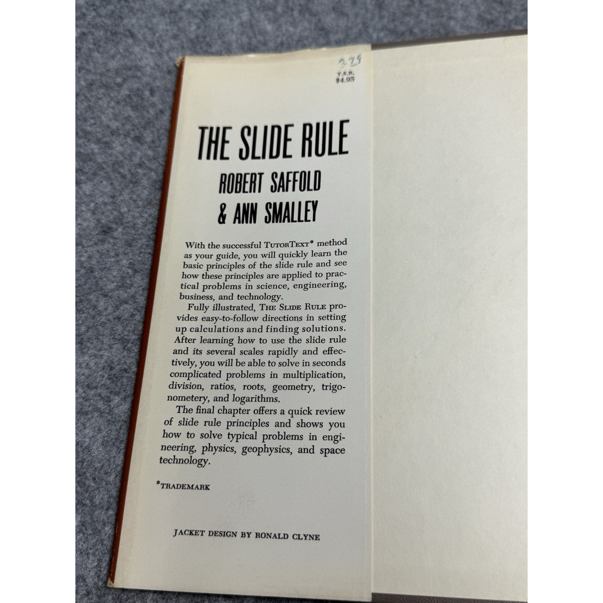 The Slide Rule TutorText Saffold Smalley 1962 First Edition HC Dust Jacket