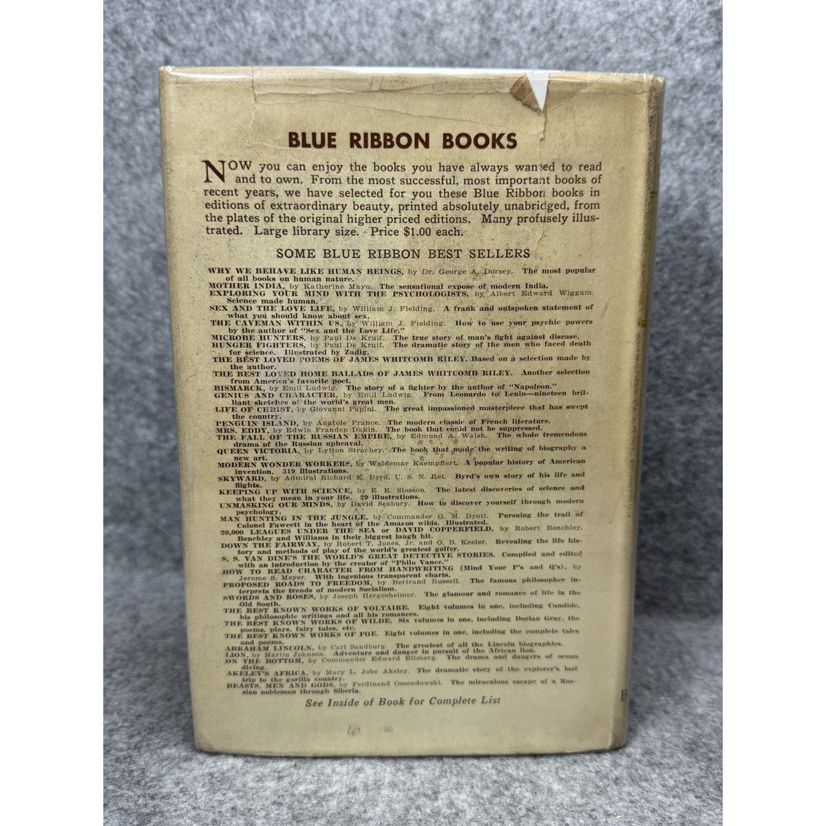 c1930s The Life of the Bee Maurice Maeterlinck Blue Ribbon Hardcover Dust Jacket
