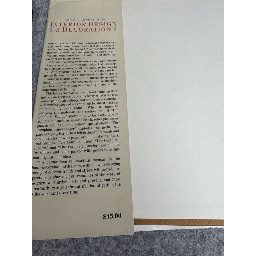 1988 Encyclopedia Interior Design Decoration Niesewand Lawrence Hardcover