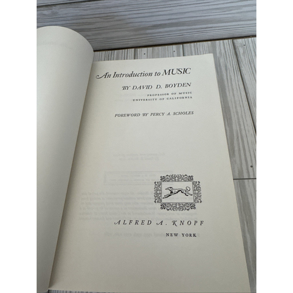 An Introduction to Music by David D. Boyden 1961 HC