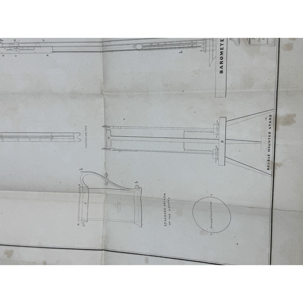 1842 US Senate Hassler Liquid Measures Standards 3 Foldout Plates Treasury