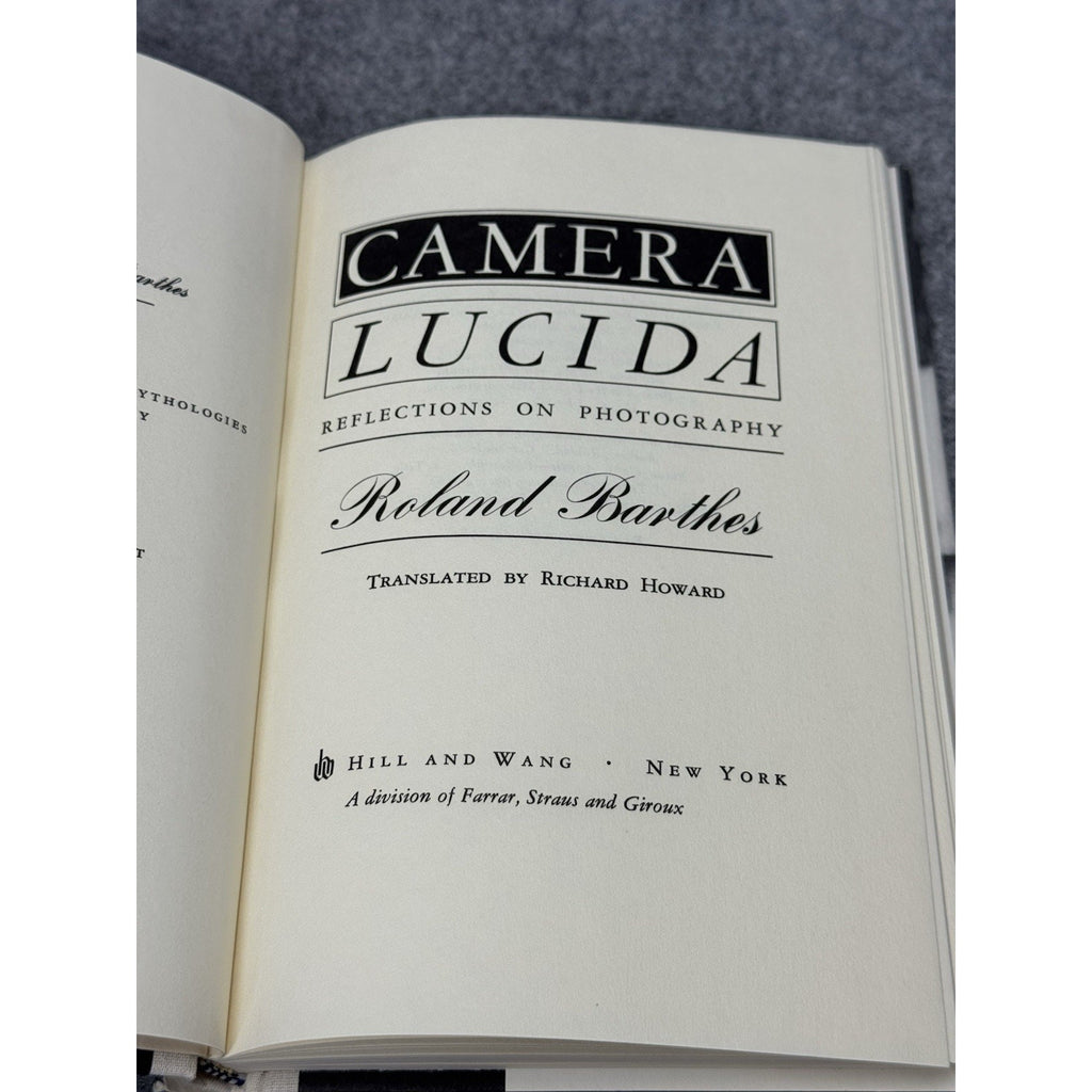 Camera Lucida Roland Barthes 1981 First American Edition Photography HC DJ