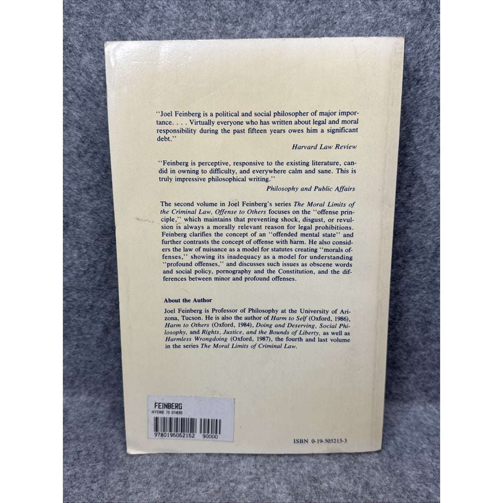 Offense to Others, Paperback by Feinberg, Joel, Like New Used, Free shipping ...