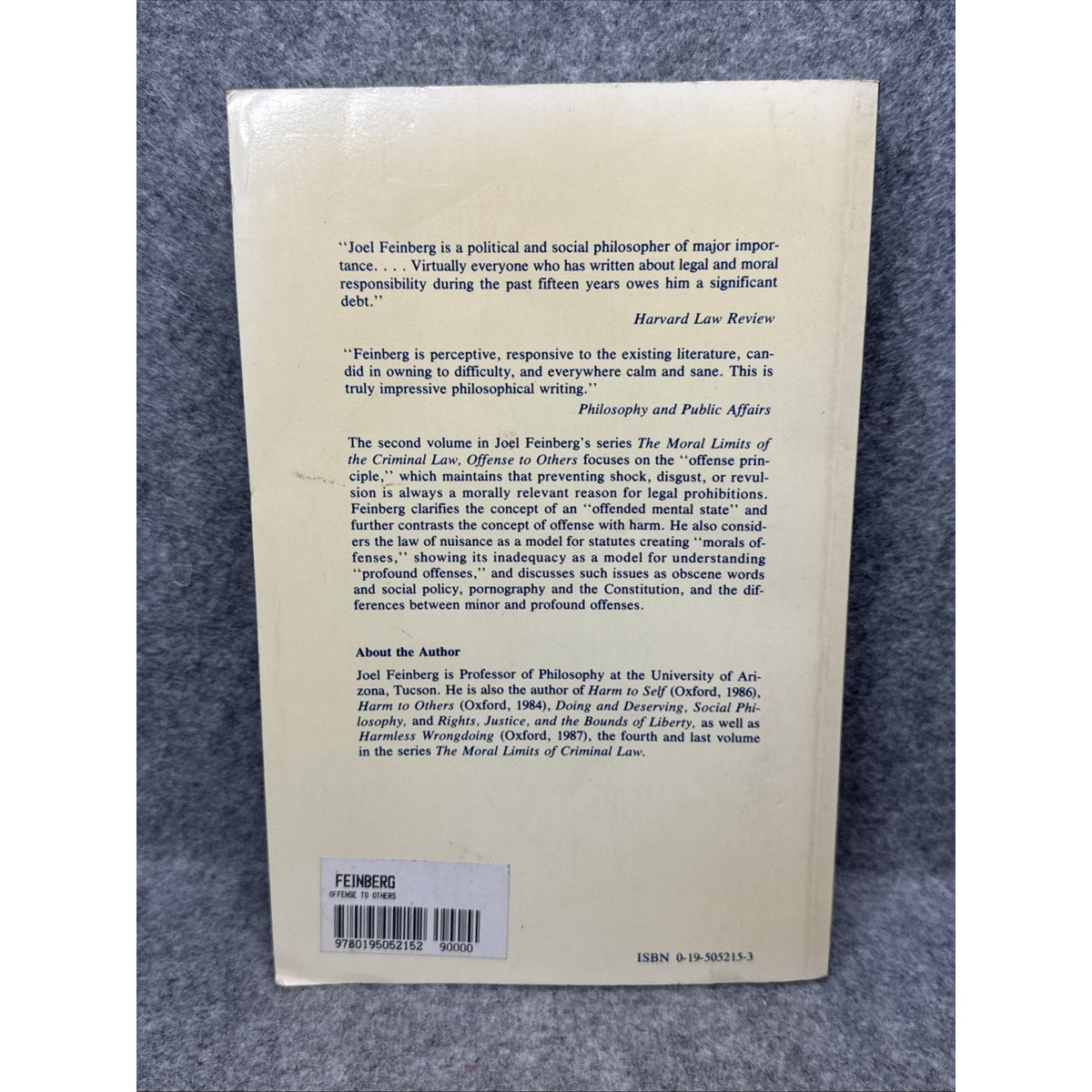 Offense to Others, Paperback by Feinberg, Joel, Like New Used, Free shipping ...